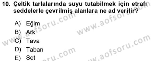 Tarla Bitkileri 1 Dersi 2017 - 2018 Yılı (Final) Dönem Sonu Sınav Soruları 10. Soru