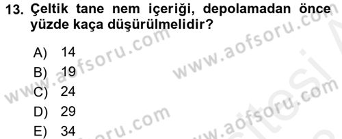 Tarla Bitkileri 1 Dersi 2017 - 2018 Yılı (Final) Dönem Sonu Sınav Soruları 13. Soru