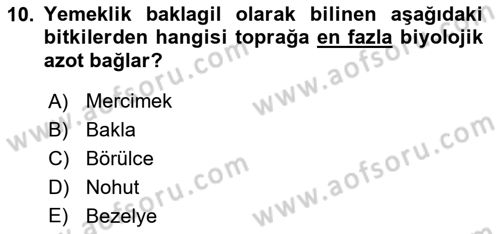 Tarla Bitkileri 1 Dersi 2018 - 2019 Yılı 3 Ders Sınav Soruları 10. Soru