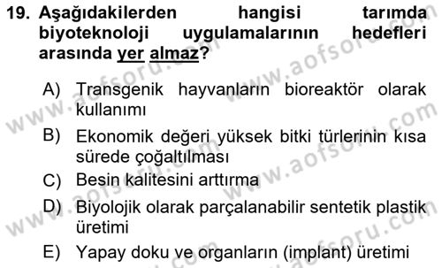Tarla Bitkileri 1 Dersi 2018 - 2019 Yılı 3 Ders Sınav Soruları 19. Soru