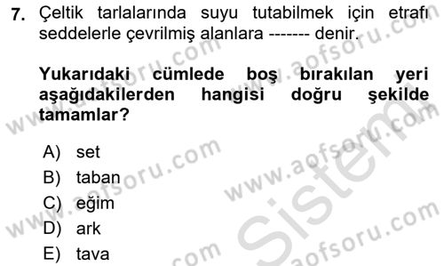 Tarla Bitkileri 1 Dersi 2018 - 2019 Yılı 3 Ders Sınav Soruları 7. Soru
