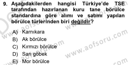 Tarla Bitkileri 1 Dersi 2018 - 2019 Yılı 3 Ders Sınav Soruları 9. Soru