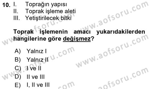 Tarla Bitkileri 1 Dersi 2018 - 2019 Yılı (Vize) Ara Sınav Soruları 10. Soru