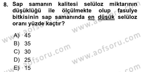 Tarla Bitkileri 1 Dersi 2018 - 2019 Yılı (Final) Dönem Sonu Sınav Soruları 8. Soru