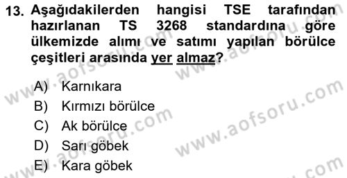 Tarla Bitkileri 1 Dersi 2018 - 2019 Yılı Yaz Okulu Sınav Soruları 13. Soru