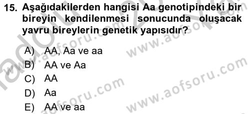 Tarla Bitkileri 1 Dersi 2018 - 2019 Yılı Yaz Okulu Sınav Soruları 15. Soru
