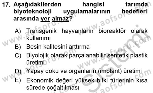 Tarla Bitkileri 1 Dersi 2018 - 2019 Yılı Yaz Okulu Sınav Soruları 17. Soru