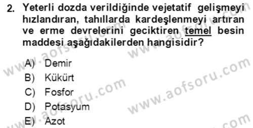 Tarla Bitkileri 1 Dersi 2019 - 2020 Yılı (Vize) Ara Sınavı 2. Soru