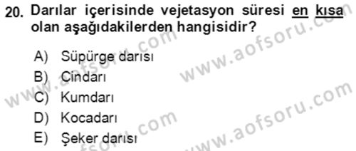 Tarla Bitkileri 1 Dersi 2019 - 2020 Yılı (Vize) Ara Sınavı 20. Soru