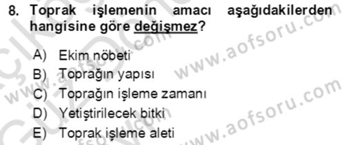 Tarla Bitkileri 1 Dersi 2019 - 2020 Yılı (Vize) Ara Sınavı 8. Soru