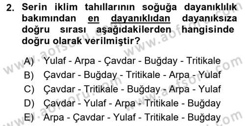 Tarla Bitkileri 1 Dersi 2019 - 2020 Yılı (Final) Dönem Sonu Sınav Soruları 2. Soru