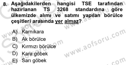 Tarla Bitkileri 1 Dersi 2019 - 2020 Yılı (Final) Dönem Sonu Sınav Soruları 8. Soru