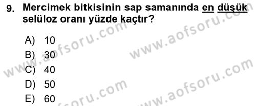 Tarla Bitkileri 1 Dersi 2019 - 2020 Yılı (Final) Dönem Sonu Sınav Soruları 9. Soru