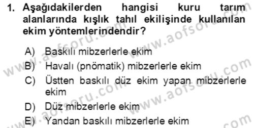 Tarla Bitkileri 1 Dersi 2020 - 2021 Yılı Yaz Okulu Sınav Soruları 1. Soru