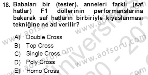 Tarla Bitkileri 1 Dersi 2020 - 2021 Yılı Yaz Okulu Sınav Soruları 18. Soru