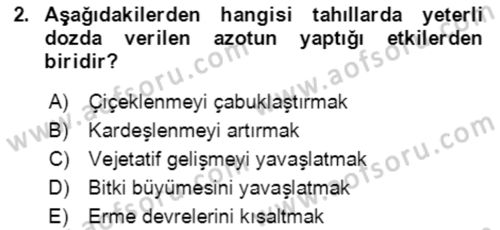 Tarla Bitkileri 1 Dersi 2020 - 2021 Yılı Yaz Okulu Sınav Soruları 2. Soru
