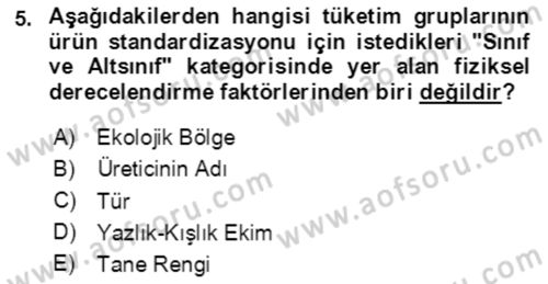Tarla Bitkileri 1 Dersi 2020 - 2021 Yılı Yaz Okulu Sınav Soruları 5. Soru