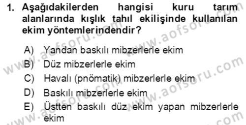 Tarla Bitkileri 1 Dersi 2021 - 2022 Yılı (Vize) Ara Sınav Soruları 1. Soru