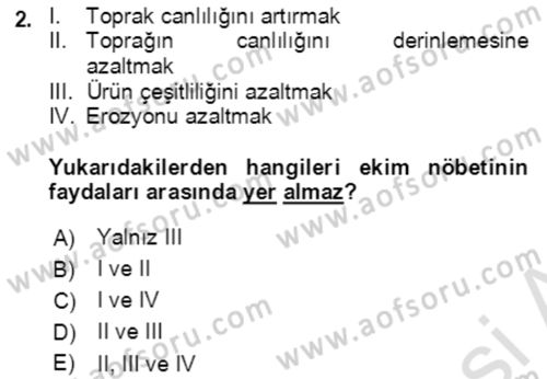 Tarla Bitkileri 1 Dersi 2021 - 2022 Yılı (Vize) Ara Sınav Soruları 2. Soru