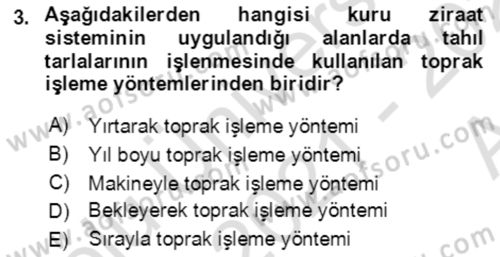 Tarla Bitkileri 1 Dersi 2021 - 2022 Yılı (Vize) Ara Sınav Soruları 3. Soru
