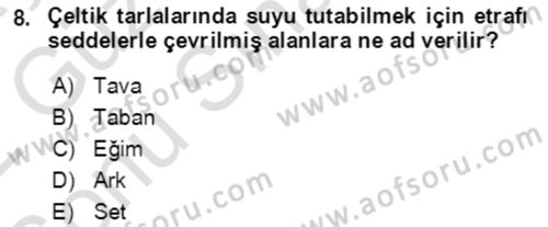 Tarla Bitkileri 1 Dersi 2021 - 2022 Yılı (Final) Dönem Sonu Sınav Soruları 8. Soru