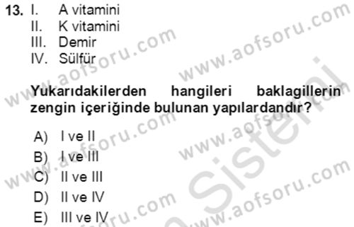 Tarla Bitkileri 1 Dersi 2021 - 2022 Yılı Yaz Okulu Sınav Soruları 13. Soru