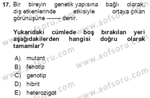 Tarla Bitkileri 1 Dersi 2021 - 2022 Yılı Yaz Okulu Sınav Soruları 17. Soru