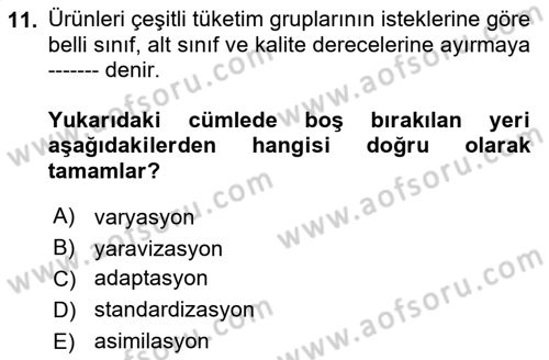 Tarla Bitkileri 1 Dersi 2022 - 2023 Yılı (Vize) Ara Sınavı 11. Soru