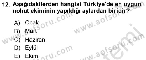 Tarla Bitkileri 1 Dersi 2022 - 2023 Yılı (Final) Dönem Sonu Sınav Soruları 12. Soru
