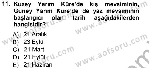 Tarımsal Meteoroloji Dersi 2012 - 2013 Yılı (Vize) Ara Sınav Soruları 11. Soru