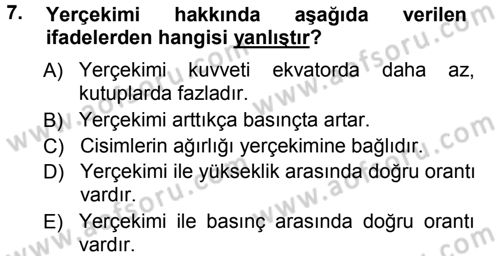 Tarımsal Meteoroloji Dersi 2012 - 2013 Yılı (Vize) Ara Sınav Soruları 7. Soru