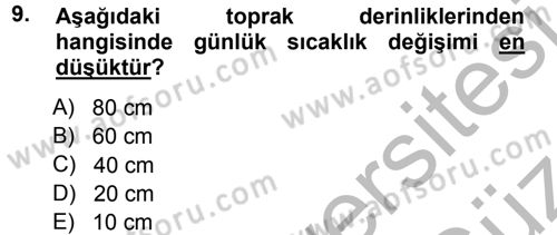 Tarımsal Meteoroloji Dersi 2012 - 2013 Yılı (Vize) Ara Sınav Soruları 9. Soru
