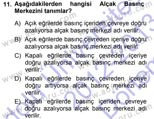 Tarımsal Meteoroloji Dersi 2012 - 2013 Yılı (Final) Dönem Sonu Sınav Soruları 11. Soru