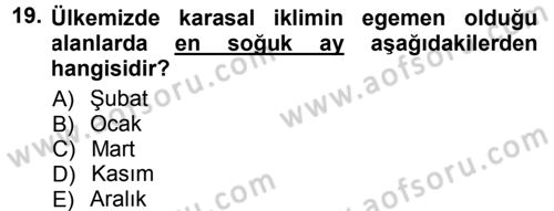 Tarımsal Meteoroloji Dersi 2012 - 2013 Yılı (Final) Dönem Sonu Sınav Soruları 19. Soru