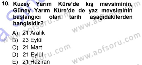 Tarımsal Meteoroloji Dersi 2014 - 2015 Yılı (Vize) Ara Sınav Soruları 10. Soru