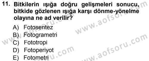 Tarımsal Meteoroloji Dersi 2014 - 2015 Yılı (Vize) Ara Sınav Soruları 11. Soru
