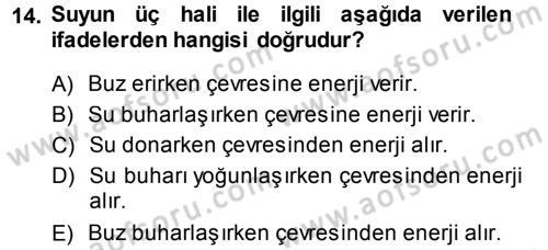 Tarımsal Meteoroloji Dersi 2014 - 2015 Yılı (Vize) Ara Sınav Soruları 14. Soru