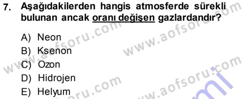 Tarımsal Meteoroloji Dersi 2014 - 2015 Yılı (Vize) Ara Sınav Soruları 7. Soru