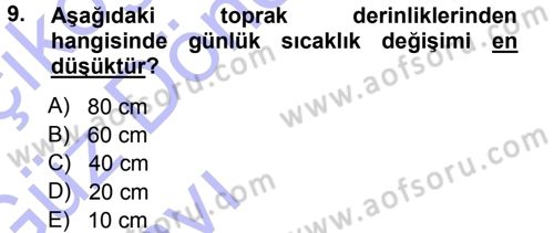 Tarımsal Meteoroloji Dersi 2014 - 2015 Yılı (Vize) Ara Sınav Soruları 9. Soru