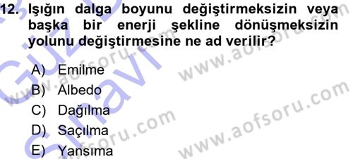 Tarımsal Meteoroloji Dersi 2015 - 2016 Yılı (Vize) Ara Sınav Soruları 12. Soru