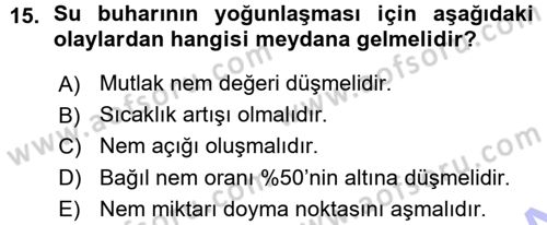 Tarımsal Meteoroloji Dersi 2015 - 2016 Yılı (Vize) Ara Sınav Soruları 15. Soru