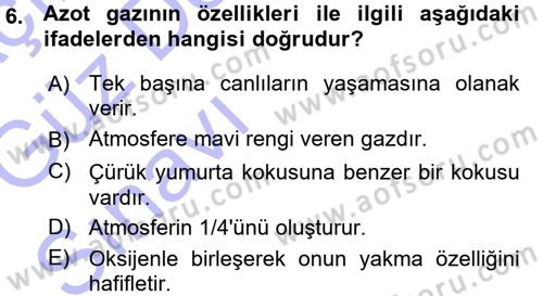 Tarımsal Meteoroloji Dersi 2015 - 2016 Yılı (Vize) Ara Sınav Soruları 6. Soru