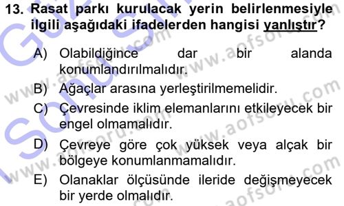 Tarımsal Meteoroloji Dersi 2015 - 2016 Yılı (Final) Dönem Sonu Sınav Soruları 13. Soru