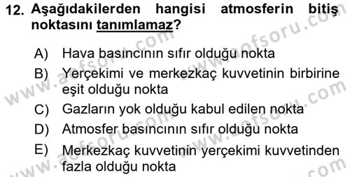 Tarımsal Meteoroloji Dersi 2016 - 2017 Yılı (Vize) Ara Sınav Soruları 12. Soru