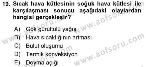 Tarımsal Meteoroloji Dersi 2016 - 2017 Yılı (Vize) Ara Sınav Soruları 19. Soru
