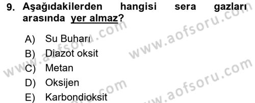 Tarımsal Meteoroloji Dersi 2016 - 2017 Yılı (Vize) Ara Sınav Soruları 9. Soru