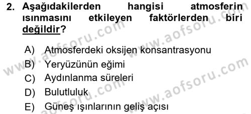 Tarımsal Meteoroloji Dersi 2016 - 2017 Yılı (Final) Dönem Sonu Sınav Soruları 2. Soru