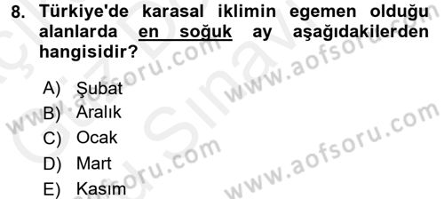 Tarımsal Meteoroloji Dersi 2016 - 2017 Yılı (Final) Dönem Sonu Sınav Soruları 8. Soru