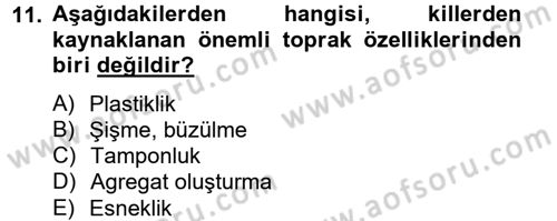 Toprak Bilgisi ve Bitki Besleme Dersi 2012 - 2013 Yılı (Vize) Ara Sınav Soruları 11. Soru