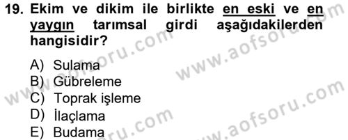 Toprak Bilgisi ve Bitki Besleme Dersi 2012 - 2013 Yılı (Vize) Ara Sınav Soruları 19. Soru